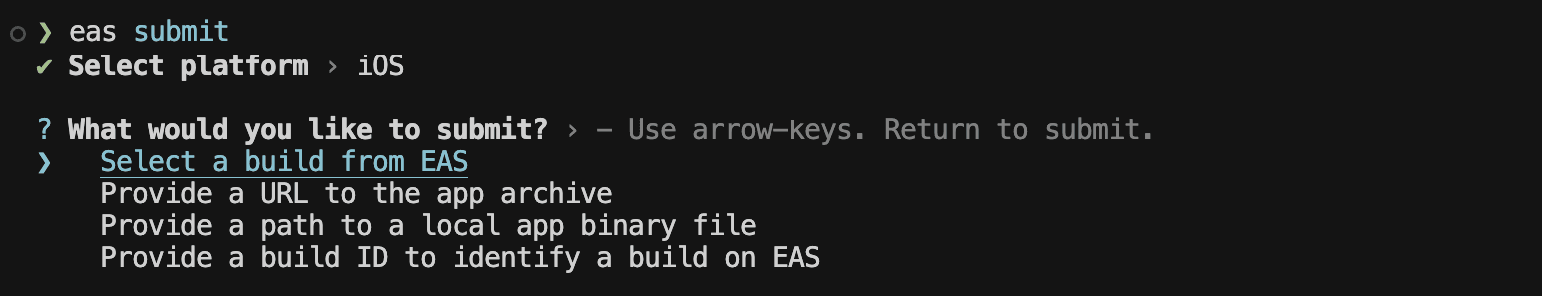 EAS Submit Options