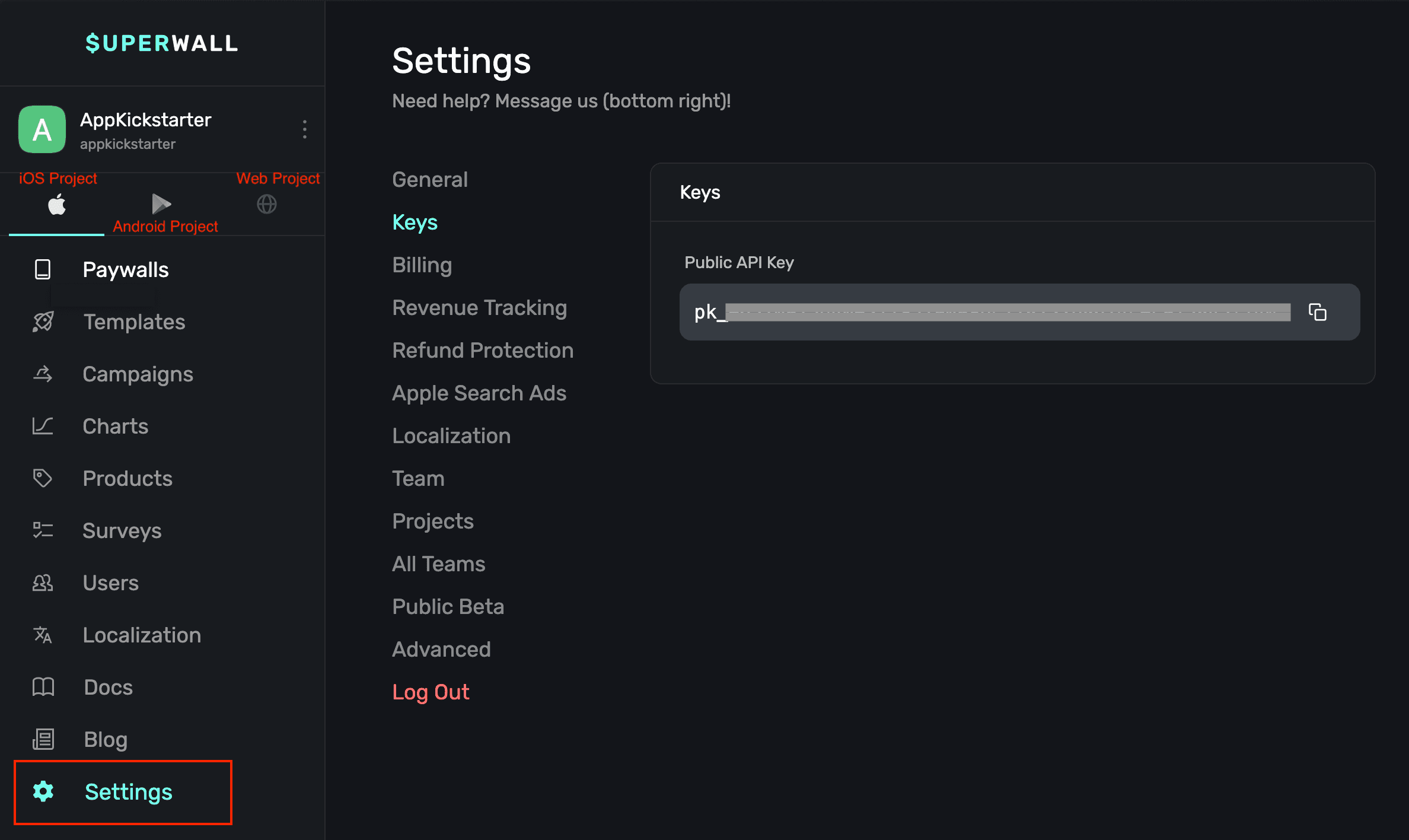 Superwall Keys Setup